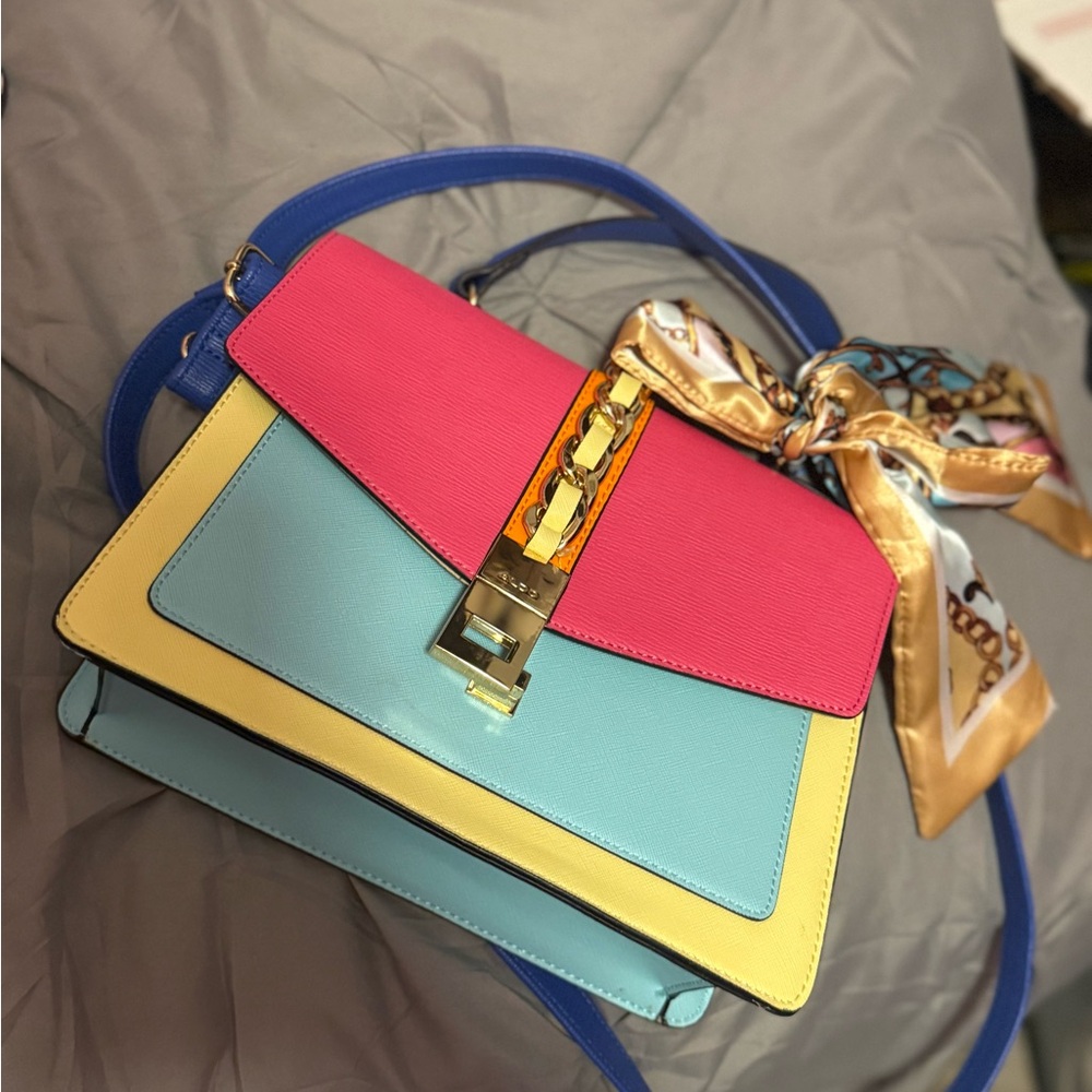 Aldo Pink, Yellow, and Blue Crossbody Bag